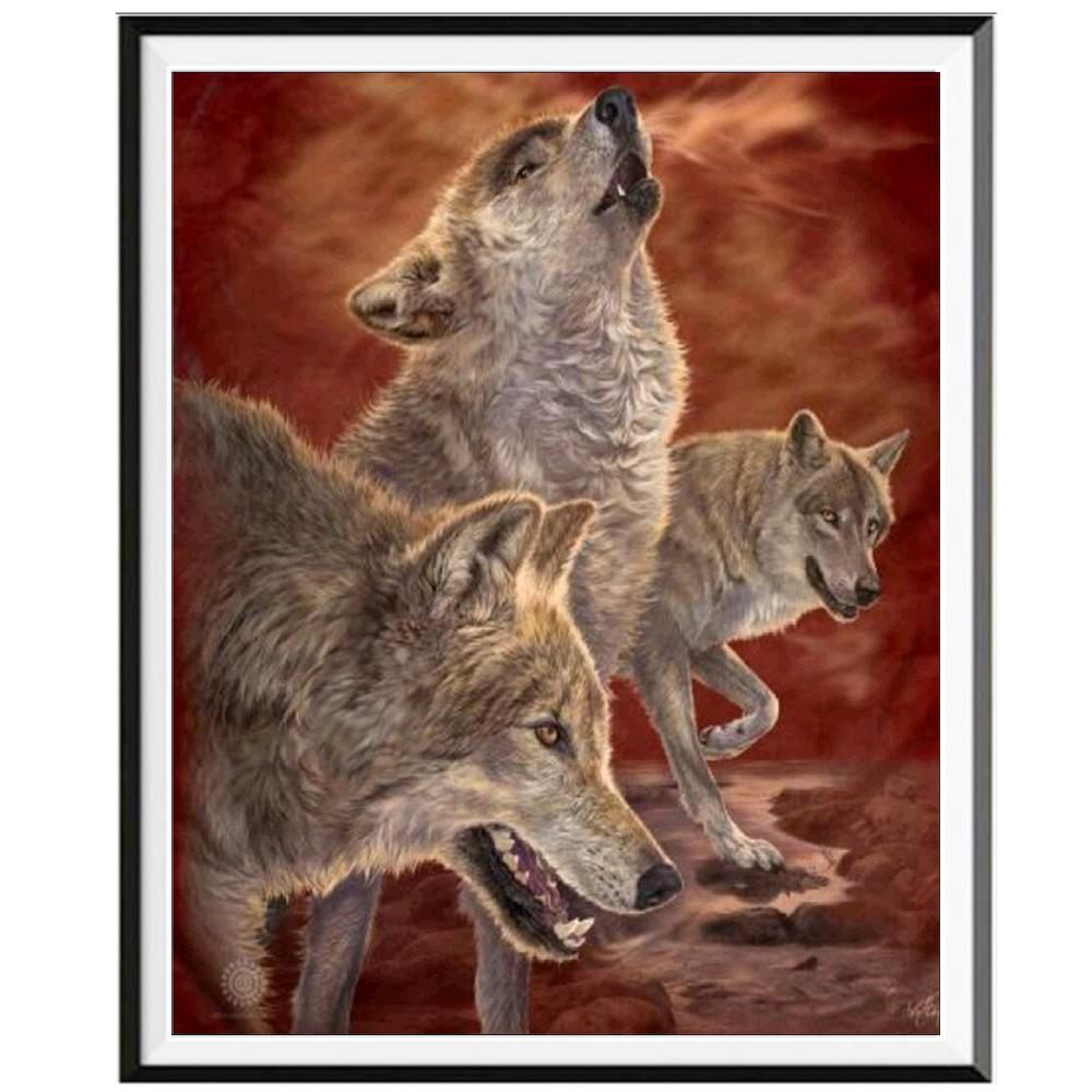 Animal 5D Diamond Painting Full Diamond Wolf Owl Tiger Round Diamond Mosaic Pattern Home Decoration Diy Handmade