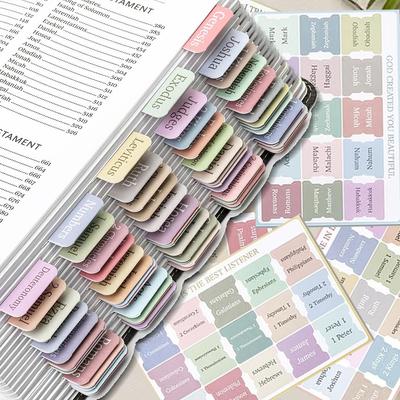 5 листов самоклеящихся бумажных вкладок, закладок, наклеек, библейских индексов, наклеек, крупных ламинированных библейских вкладок для чтения и изучения