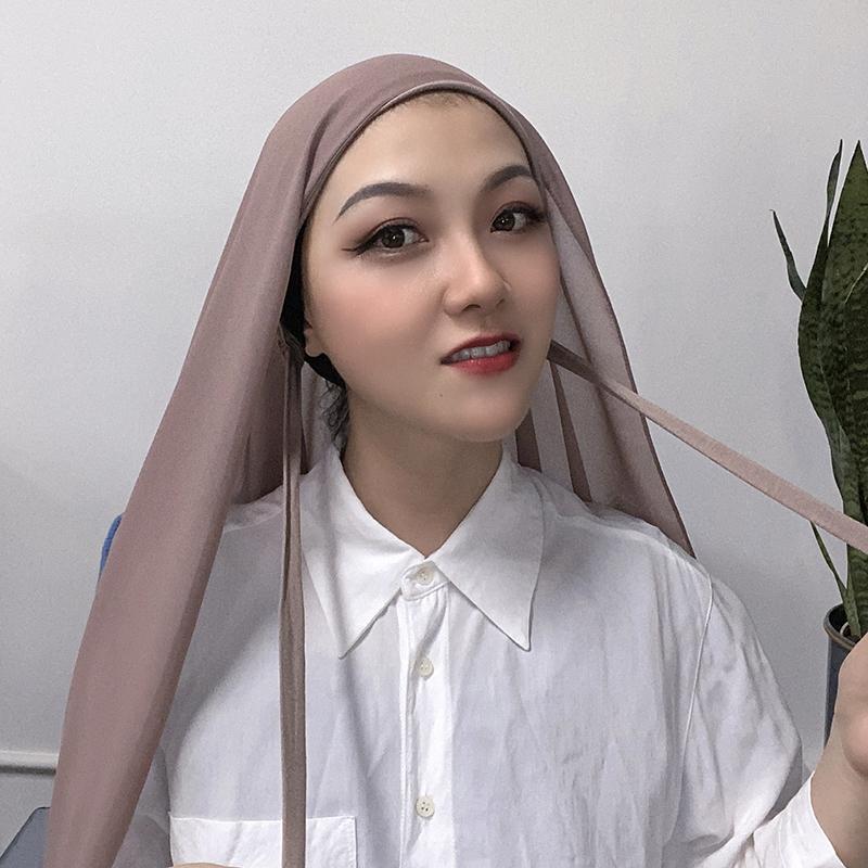 Мусульманский мгновенный хиджаб Женская шапочка с шифоновым шарфом Платок на голову Кепка Внутренняя повязка на голову Эластичный хиджаб Покрытие для головы Тюрбан