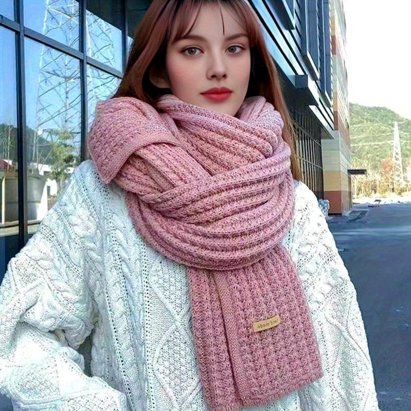 1PC Fashion Knitted Scarf Winter Warm Solid Color Neck Cover Thickening Windproof Vintage Scarf