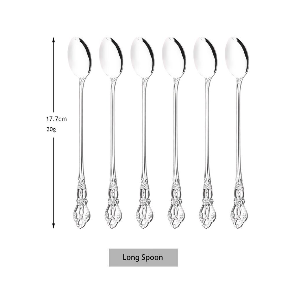 Juice Spoons Coffee Stirring Cutlery Set Colorful Teaspoon Dinnerware Ice Cream Long Handle Scoop Tableware Flatware Kitchen Tools