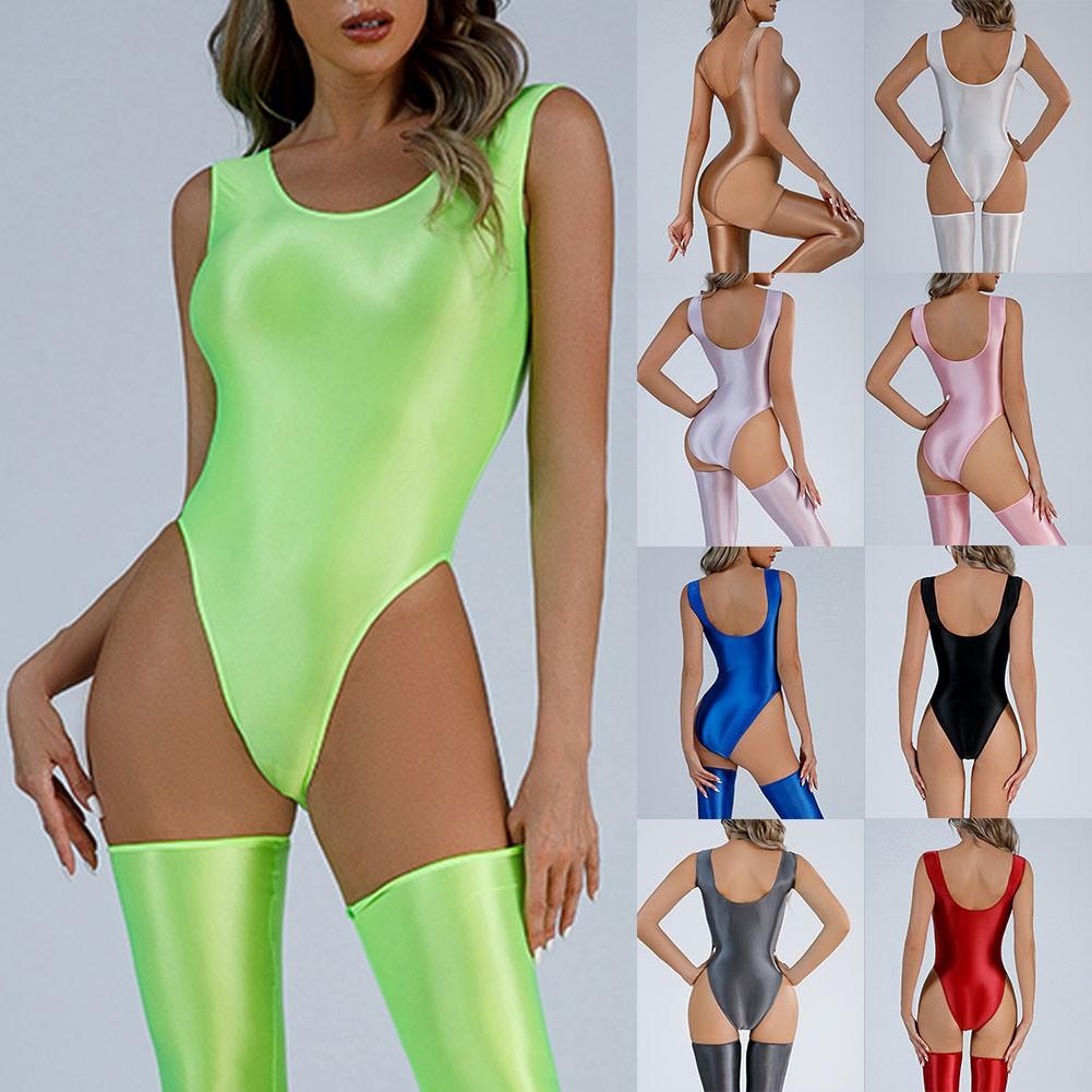 Bodysuit Bodysuit Erotic Lingerie Female Glossy Swimsuit