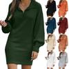 Women's Jumper Dress Lapel Lapel Sleeve Knitted Solid Long Dress