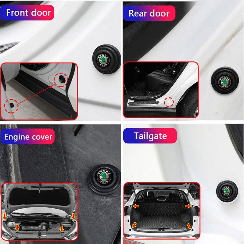 KITD7 Car Door Silicone Anti Shock Pad Trunk Buffer Gasket Stickers For Skoda octavia 3 2 superb 3 kodiaq Fabia Kamiq Karoq Accessorie