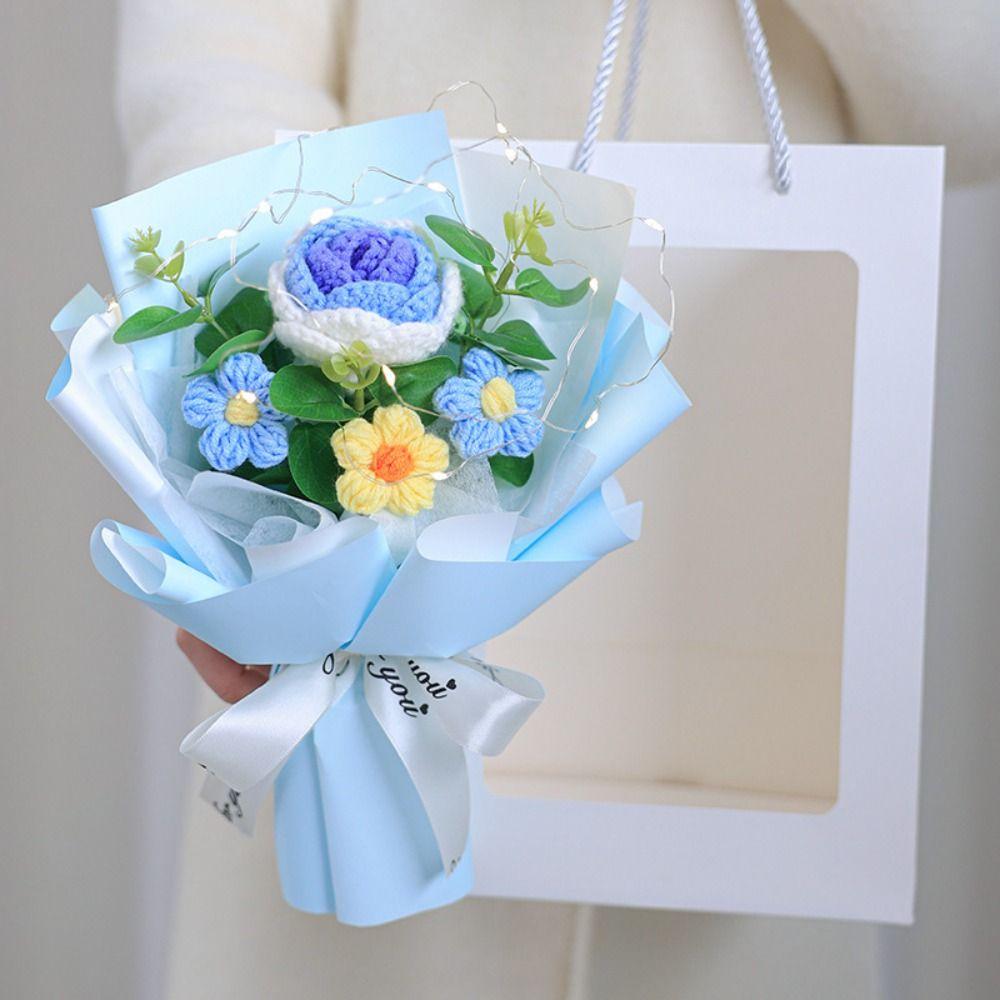 Woven Knitted Flower Cotton Preserved Flower New Artificial Flowers  Graduation Gifts