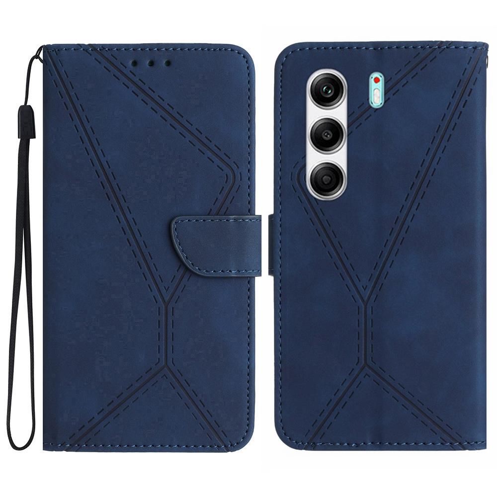 Для TECNO Camon 40 Pro 5G Чехол Кожа Текстурные Линии Отпечатанная ПУ Кожа Книжка Чехол для Телефона