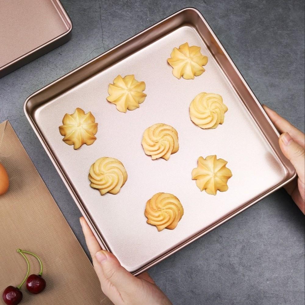 Nonstick Carbon Steel Cake Mold Champagne Multifunction Pizza Baking Tray Heat Resisting Easy Clean Square Baking Pan Home
