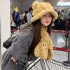 Autumn And Winter Cute Plush Leopard Hat Women's Warm Bear Fisherman Hat Neck Protection Cold Hat Cartoon Hundred Tide Hat