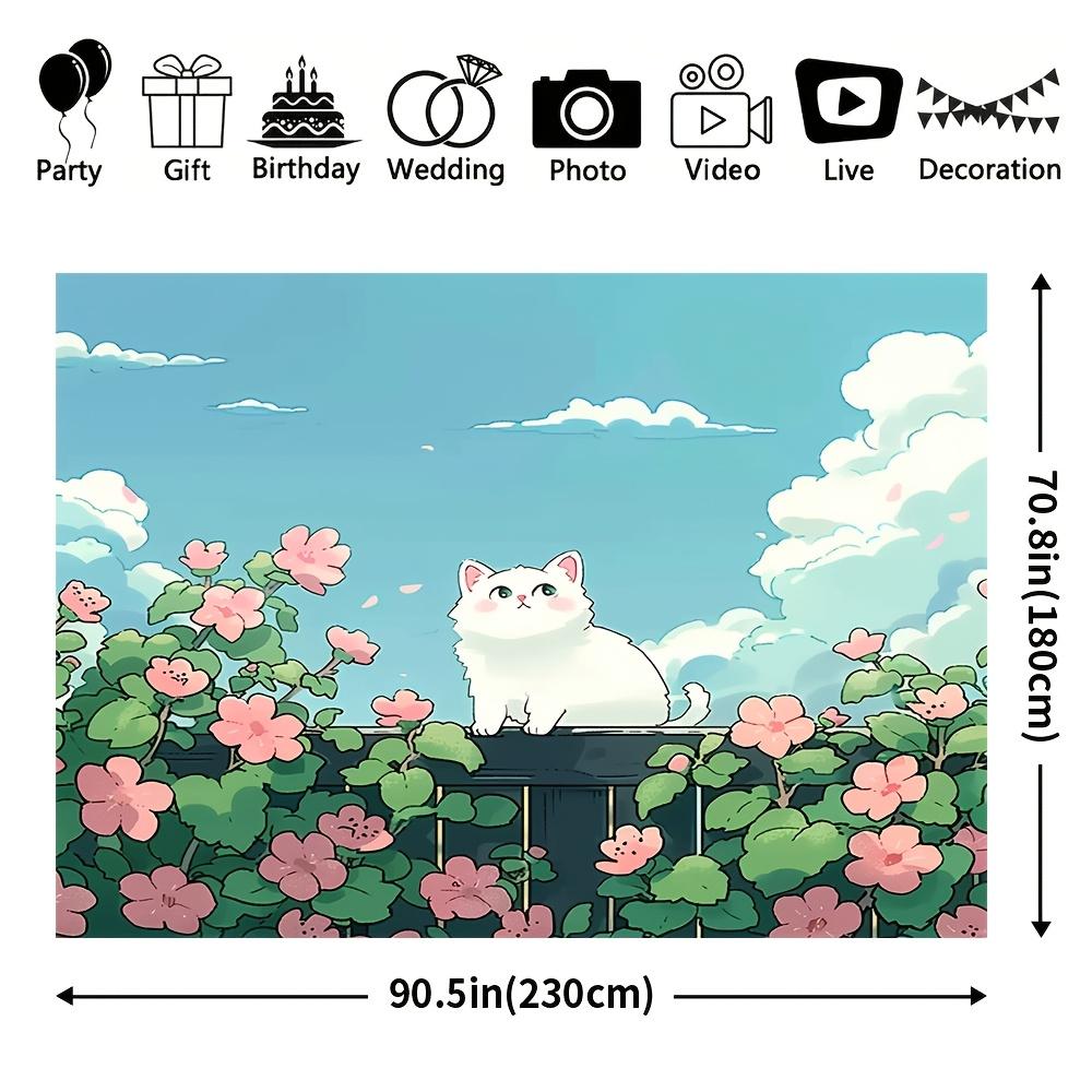 Holiday decoration cartoon cat and flower, made of four-season polyester, used for photo booths and seasonal decorations