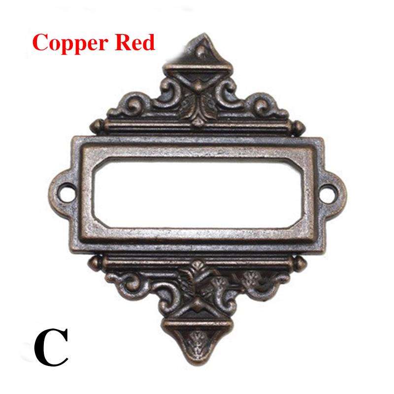5PCs Name Card Label Frame Card Holder Antique Tags Drawer Pull Label Holder Cabinet File Vintage