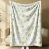 Sanrio Lovely Hello Kitty Plush Flannel Blanket Blue & White Stripe Lightweight Throw Bed Sofa Cover School Office Nap Shawl