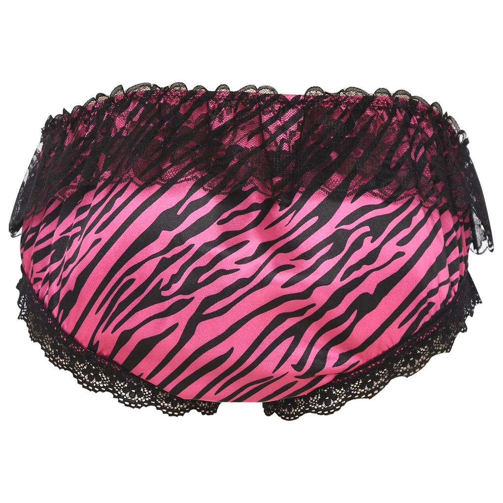 Mens Lace Trim Briefs Low Rise Satin Bowknot Underpants Crossdressing Nightwear