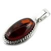 [N2200] - Silver Pendant 'Inspiration' Cognac Amber (rhodium-plated) - 20x12 Mm