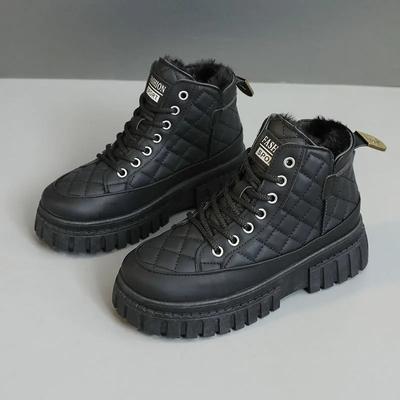 Модные женские ботильоны, модные кожаные повседневные ботинки, зимние высокие хлопковые туфли для женщин, нескользящие ботинки на платформе для снега Zapatos Mujer