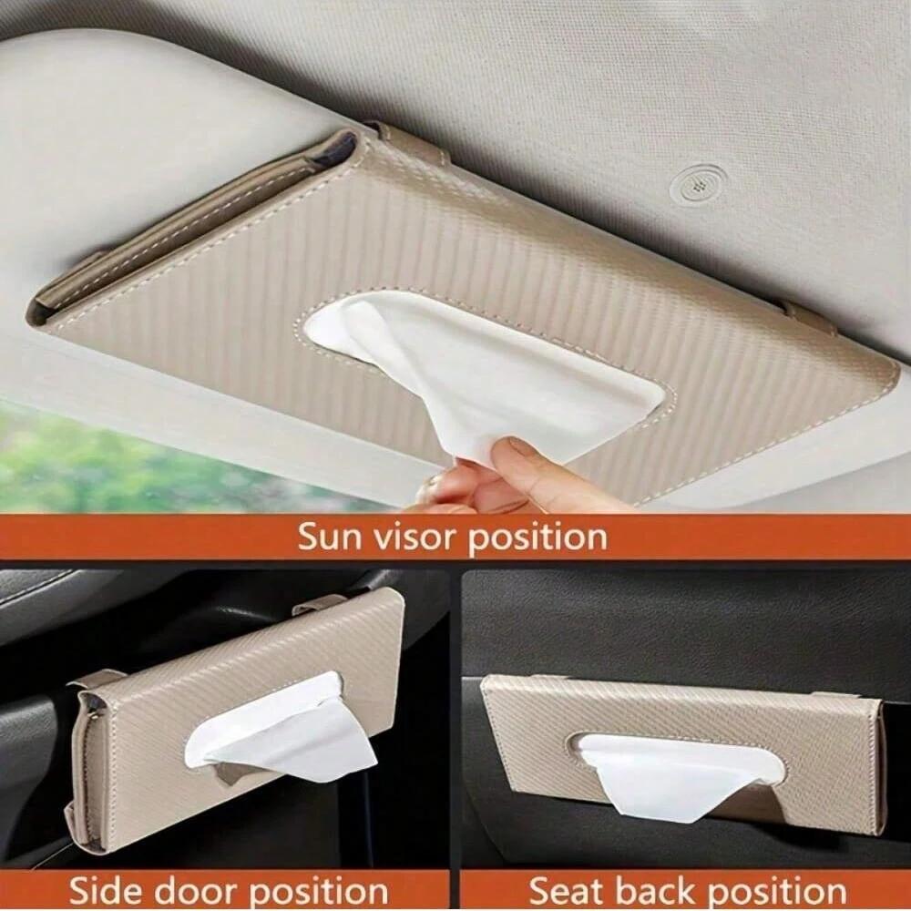 Car Tissue Holder, Car Sun Visor Napkin Case, Multifunctional PU Leather Back Seat Tissue Box Tissue Bag For All Models