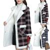 Womens Casual Fashion Coat Ladies Printed Winter Overcoats Female Midi Plush Warmer Outwear