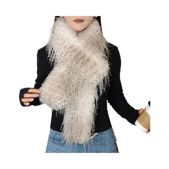 Women Scarf Solid Color Imitation Turkey Feathers Long Scarf Autumn Winter Warm Scarf Daily Party Street Wear