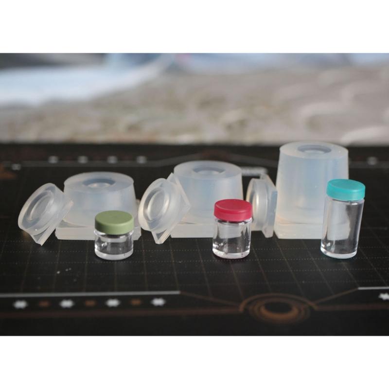 Набор 3D форм для банок с крышкой, маленькая цилиндрическая бутылка, силиконовая форма для изготовления ювелирных изделий, инструмент для литья смолы