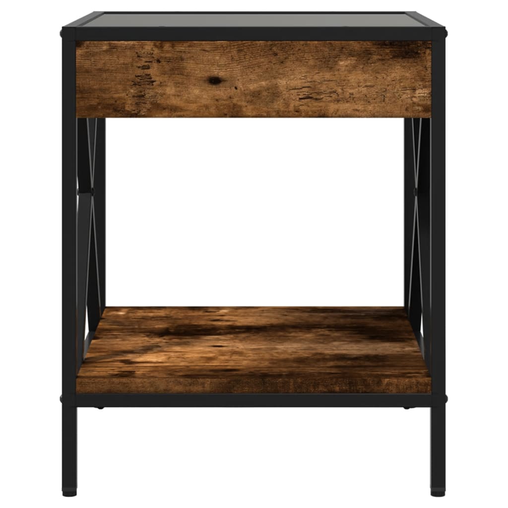 Nightstand with Infinity LED Smoked Oak Finish 40x40x49 cm