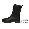 2024 Fashion Women's Shoes Side Zipper Women's Boots Hot Sale Front Lace-up Office and Career New Round Toe Solid Mid-Calf Boots