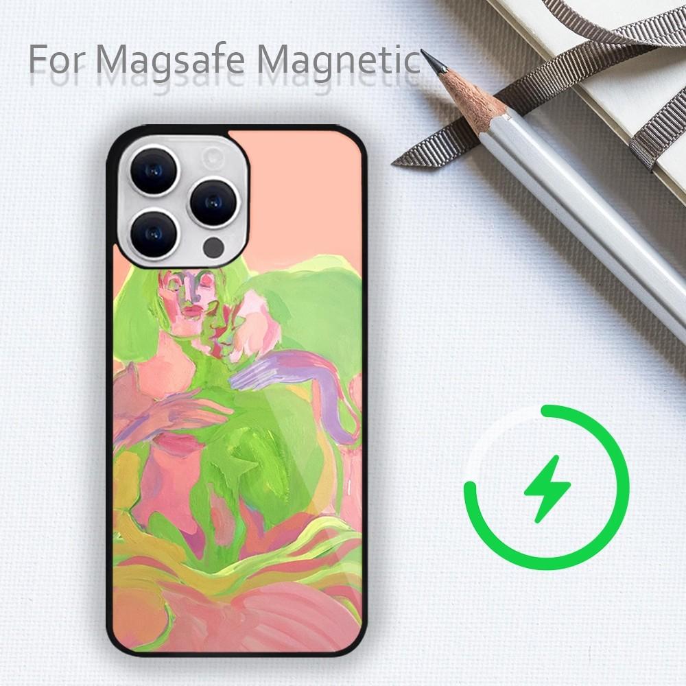 Amybeager Art Чехол для телефона для iPhone 15 14 13 12 11 Plus Pro Max Magsafe Магнитная Беспроводная Зарядка