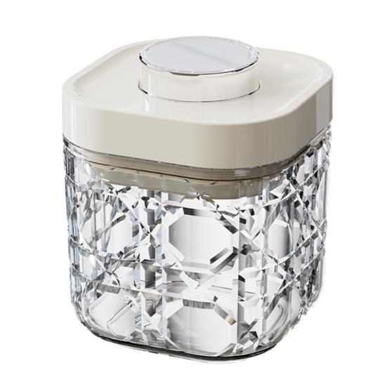 Vintage Airtight Storage Jar Clear Plastic Food Container with Pop Lid Stackable One Button Opening Kitchen Storage Organizer for Cereal