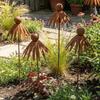 Rusted Iron Flower Outdoor Stake Weather Resistant Curved Petal Stake  Walkway Landscape