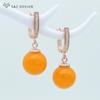 Elegant Round Simulated Beeswax Drop Earrings For Women Wedding Party Fashion Jewelry Cubic Zirconia Eardrop
