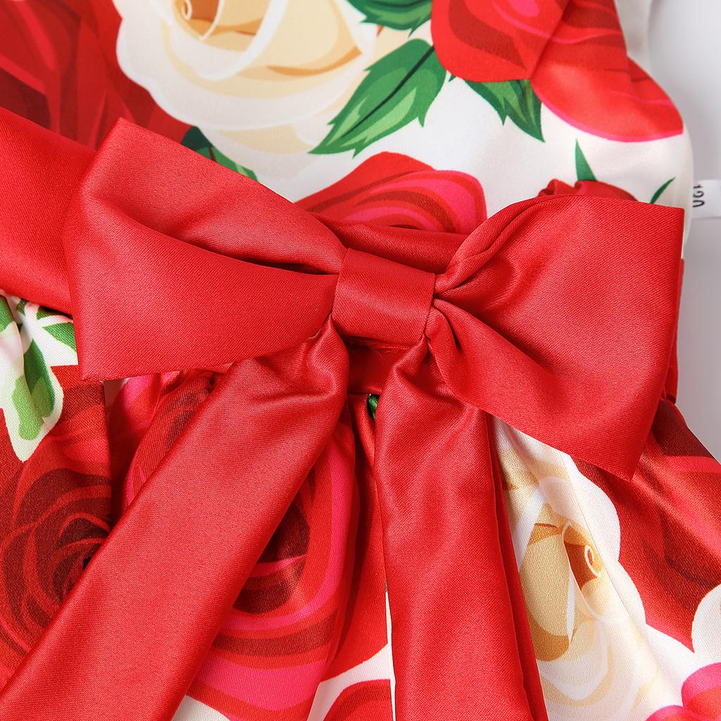 Elegant Girl Kids Flower Printed Party Dress Children Ball Gown Performance Wedding Dresses