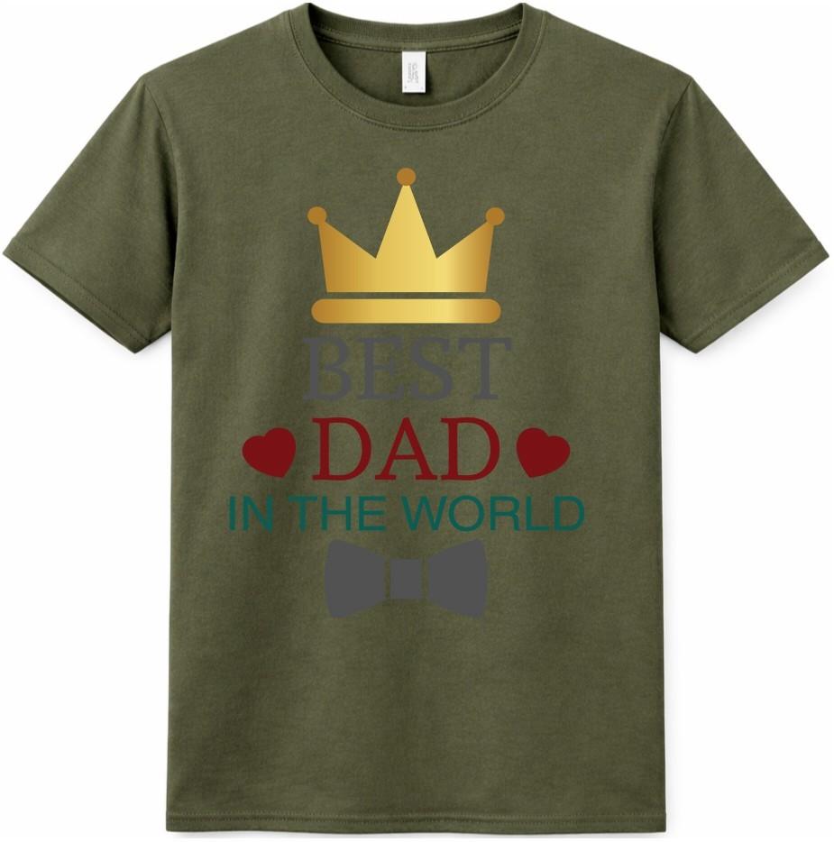 Fathers Day T-Shirt Best Dad In The World Crown Graphic Gift Crew Neck Tee