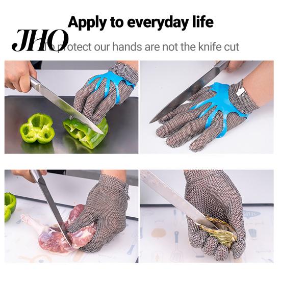 Metal Mesh Glove 1Pc Cut Resistant Food Grade Stainless Steel Kitchen Cooking Professional Meat Cutting Oyster Shucking Butcher Heavy Duty Chainmail