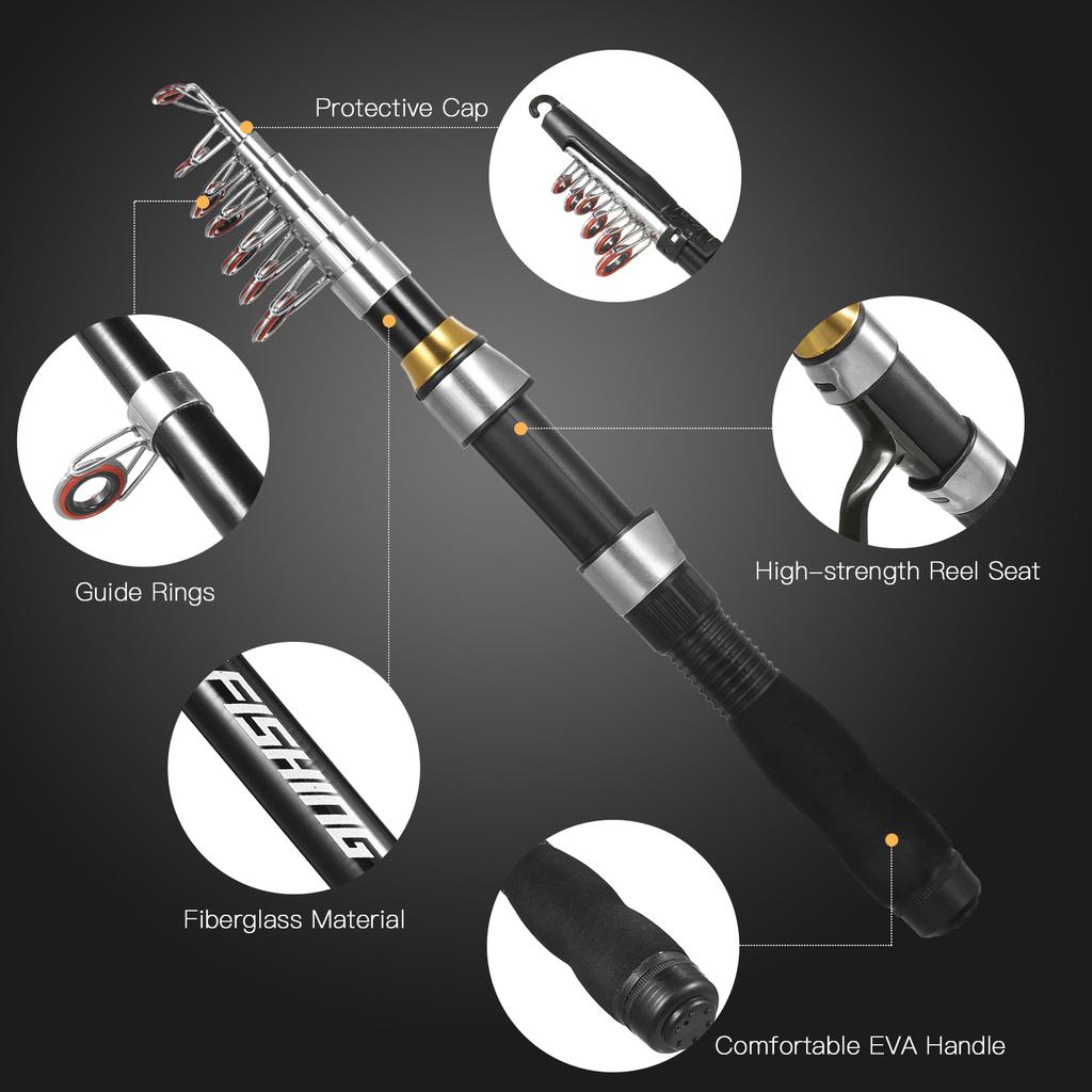Наборы удилищ и катушек Телескопическое удилище со спиннинговой катушкой Комбо-набор Леска Приманки Крючки Вертлюжки Набор