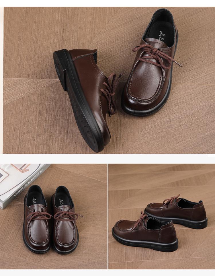 Женские повседневные туфли из натуральной кожи с мягкой подошвой - Нескользящие, Удобные, Одинарные туфли для весны и осени.