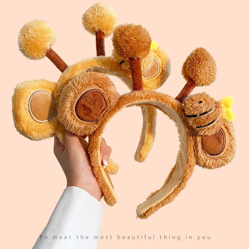 Милые повязки на голову в виде пчел, креативные животные, плюшевые головные уборы с героями мультфильмов, очень милые заколки для мытья лица, забавные шоу Po, повязки на голову