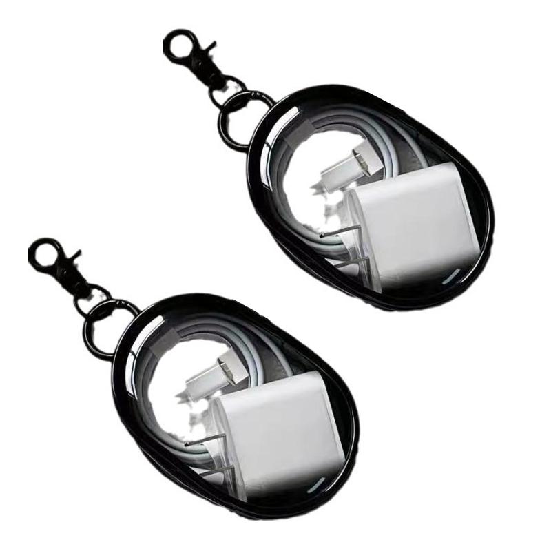 Портативная мини-прозрачная сумка для хранения с застежкой-молнией, многофункциональный чехол для наушников и зарядного устройства, дорожные аксессуары с брелком