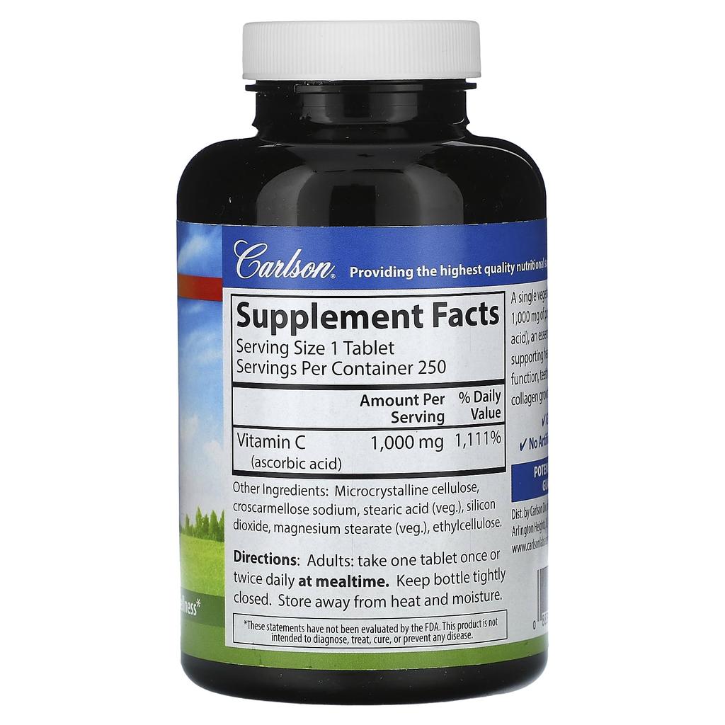 Carlson Vitamin C, 1,000mg, 250 Veggie Tablets