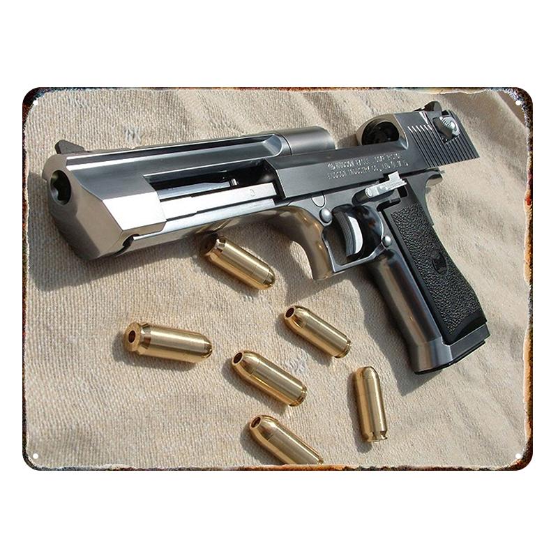 HD НОВЫЙ Металлический знак с жестяной росписью пистолета Винтажный постер Домашняя гостиная Бар Клуб Вечеринка Искусство Пещера для мужчины Настенный декор Декоративная живопись