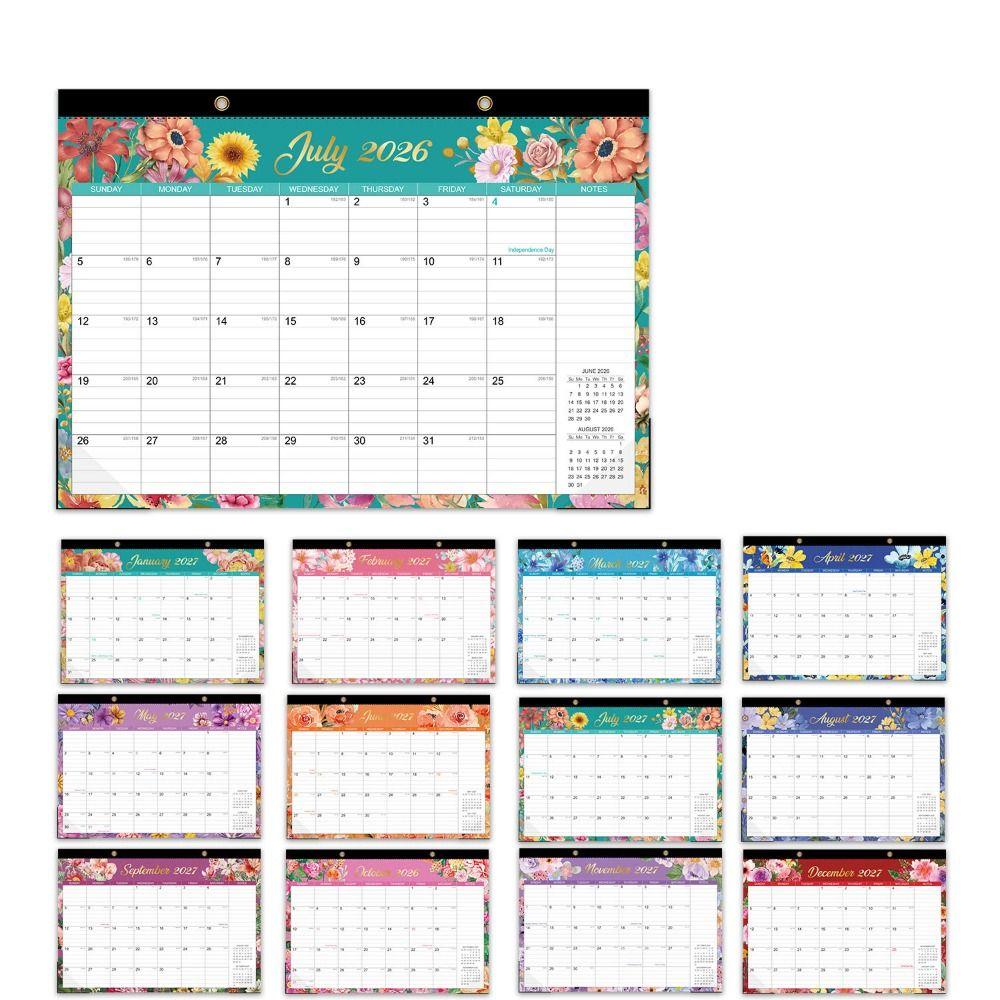 with Hanging Hole English Calendar Creative Calendar Planner Floral Wall Calendar Agenda Organizer