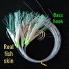 Luminous Tube Sea Fishing Hook Set: 5084 Bass Hook, Fish Skin Hand-Tied Hook & Line, Ideal for Boat Fishing.