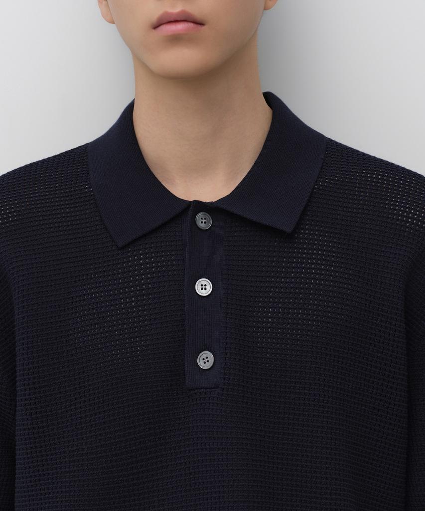 MUSINSA STANDARD Crochet Knitted Polo Shirt [Navy]