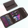 16Pcs Manicure Set with Faux Leather Case Flat Oblique Nail Clippers Eyebrow Scissors Nail File Cleaner
