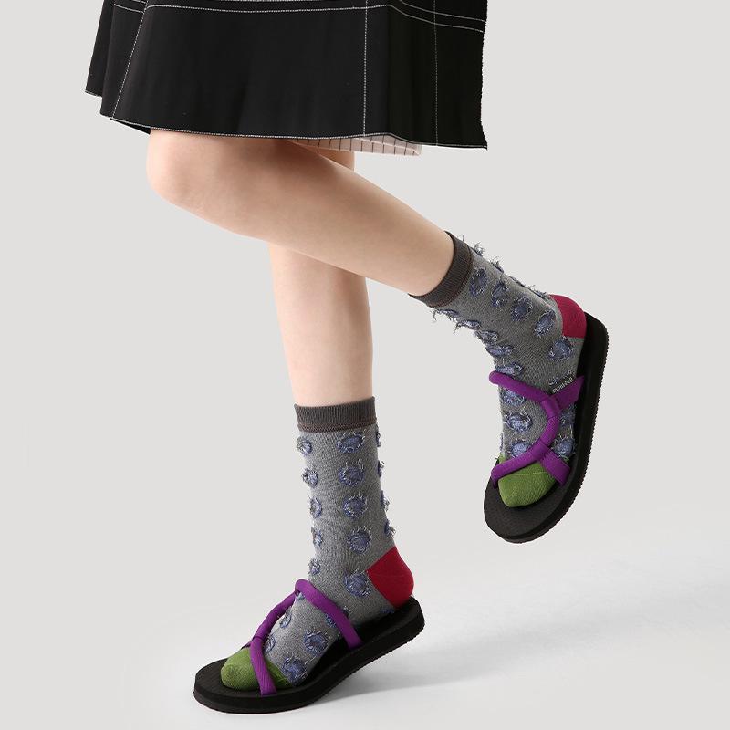 Женские носки Renaissance Polka Dot Combed Cotton Mid-Socks — дышащие, впитывающие пот, модные, облегающие, для студентов
