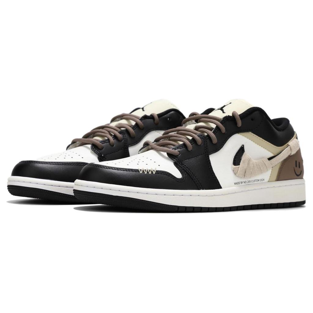 Jordan Air Jordan 1 Low Нескользящие Износостойкие Низкие Винтажные Баскетбольные Кроссовки Мужские Черный Коричневый 553558-131(Команда24-)