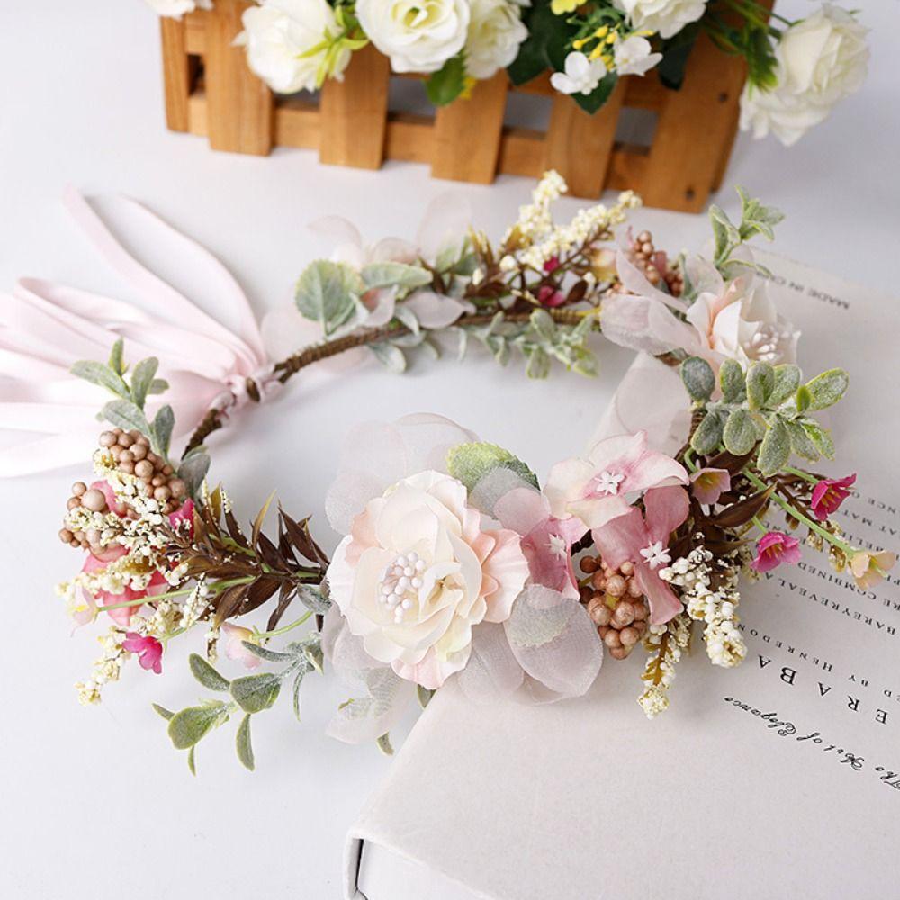 Hair Jewelry Bride Hair Band Headwear for Wedding Flower Wreaths Flower Tiara Garland Crown