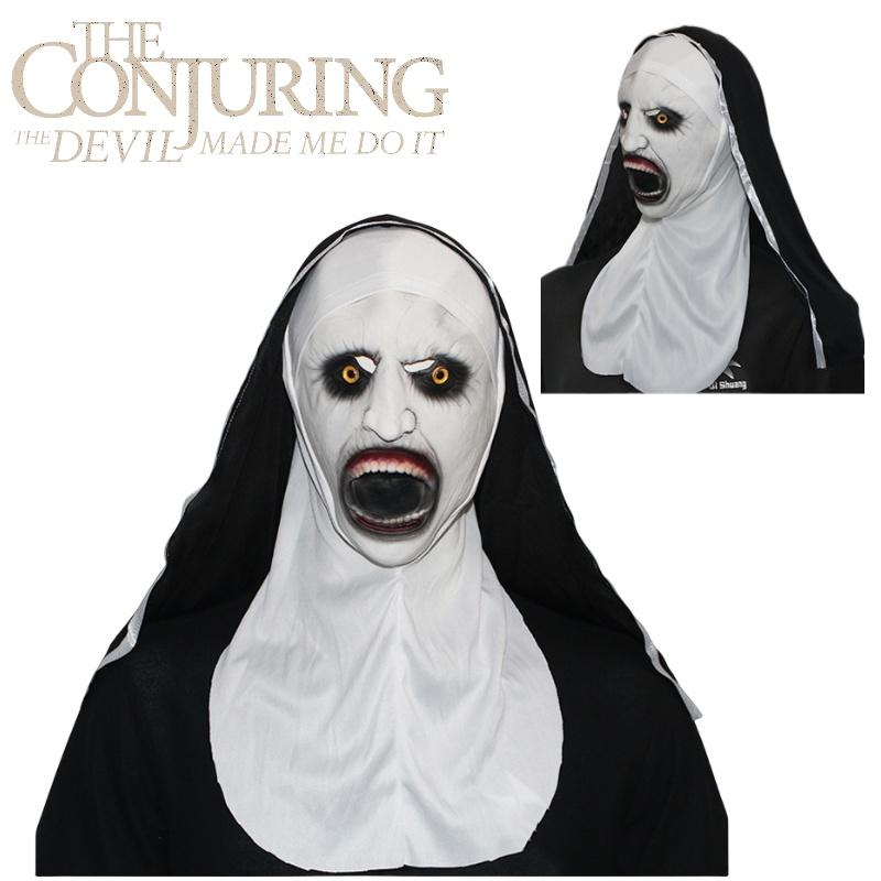 Страшная латексная маска монахини на Хэллоуин, жуткая и устрашающая, вдохновленная фильмами ужасов