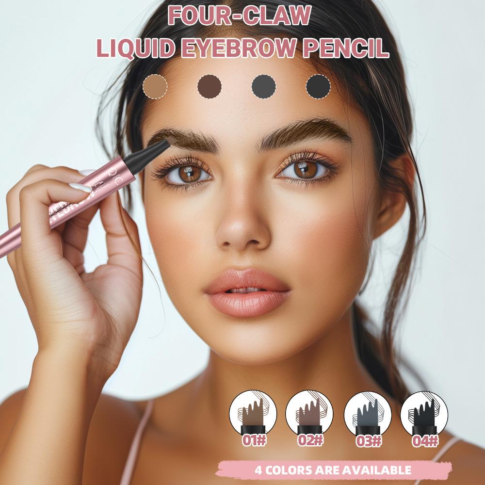 Four Forked Eyebrow Pencil Wild Eyebrow Waterproof Sweatproof Smooth Non Smudge Liquid Eyebrow Pencil Eyebrow Contour Pencil Women's Makeup 4 Colors