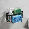 Suction Cup Sponge Storage Rack Hollowed Design with Hook Quick Drying Easy Clean Kitchen Sink Accessory