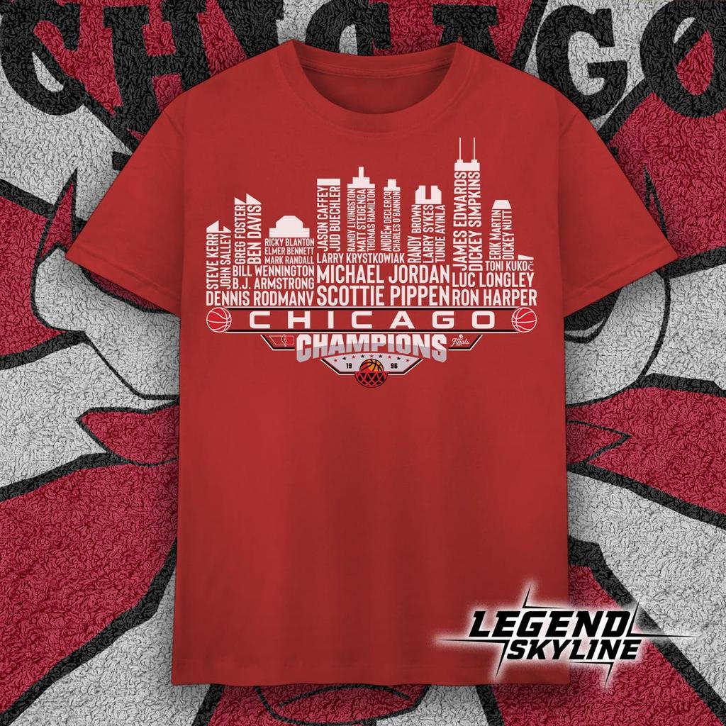 Chicago Dream Team Basketball Champions 1996, Chicago City Skyline Shirt and kids tshirt