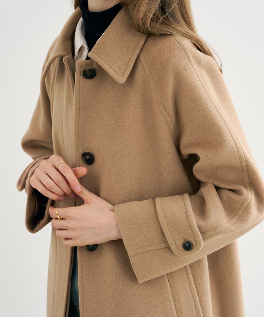 Drawfit Women Soft Cashmere Single Balmacaan Coat [Butter]
