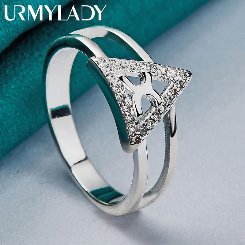 Кольцо из стерлингового серебра 925 пробы с тригональным цирконом 7, 8, 9, 10 для женщин, очаровательные ювелирные изделия